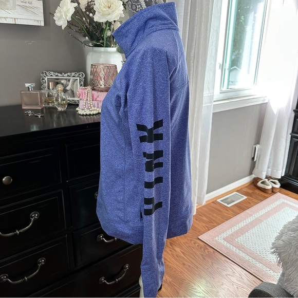 Victoria’s Secret PINK Quarter Zip Pullover Blue Heather Logo Sleeve Size L - Picture 6 of 15